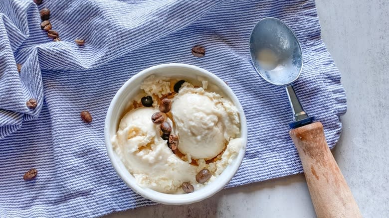 coffee gelato with coffee beans