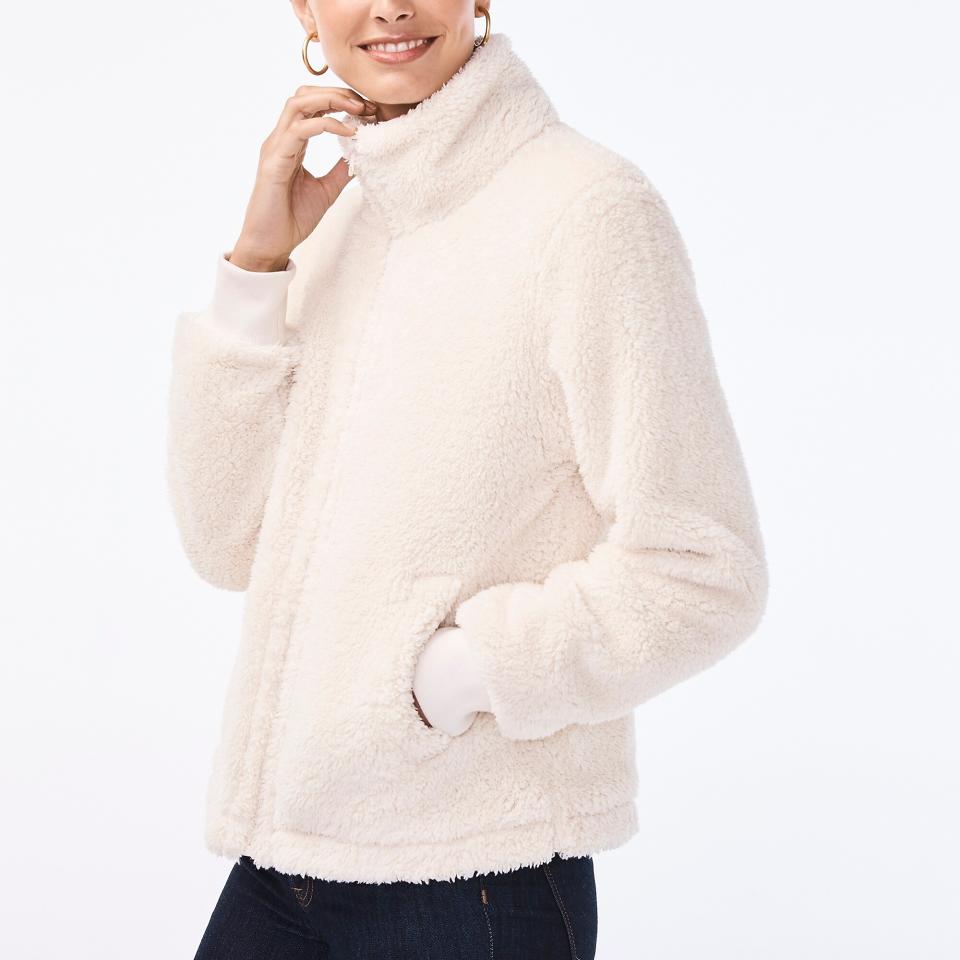 Funnelneck Sherpa Jacket. (Photo: J. Crew)