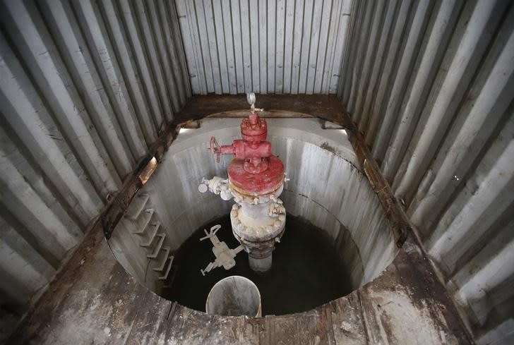 An exploratory well-head at Horse Hill, is seen at a site in Surrey, southern England