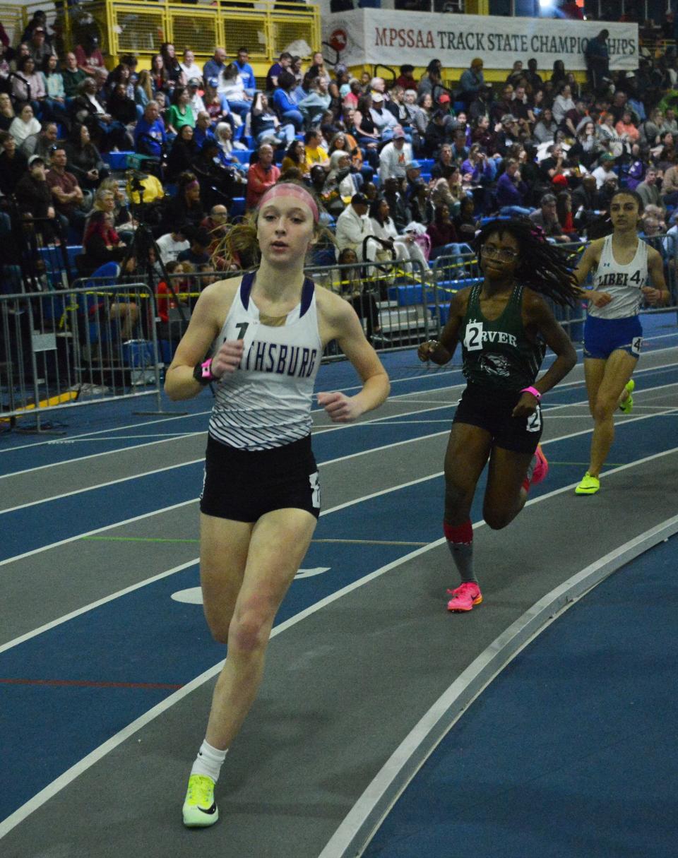 Smithsburg's Grace Ellis won the girls 800 in an indoor school-record 2:25.10, placed fourth in the 500 in 1:21.92 and ran a leg of the 4x400 relay, which finished third in an indoor school-record 4:18.05.