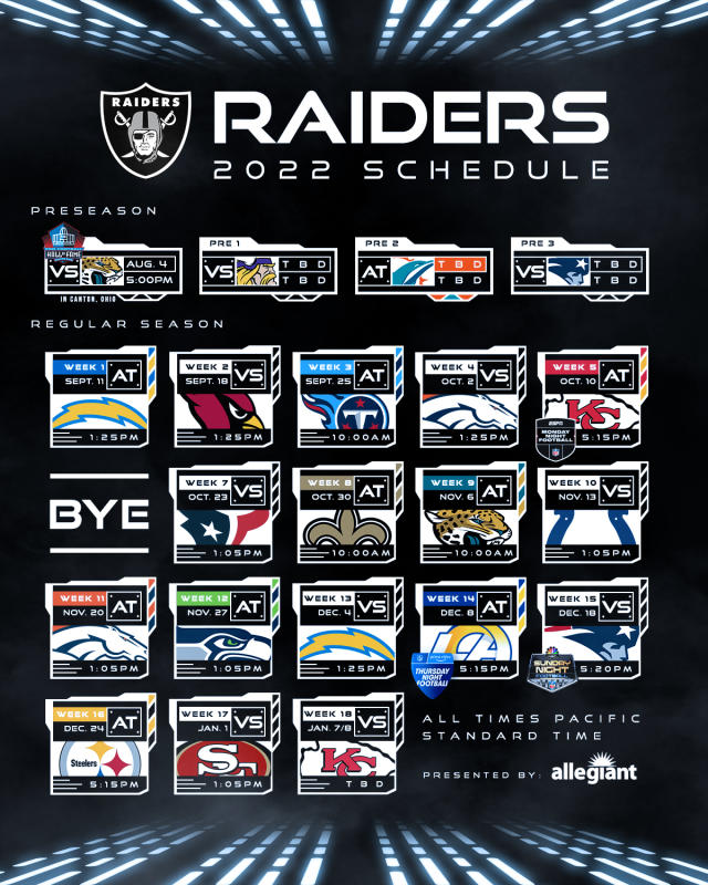 Raiders schedule 2022: Game-by-game predictions, opponents, record