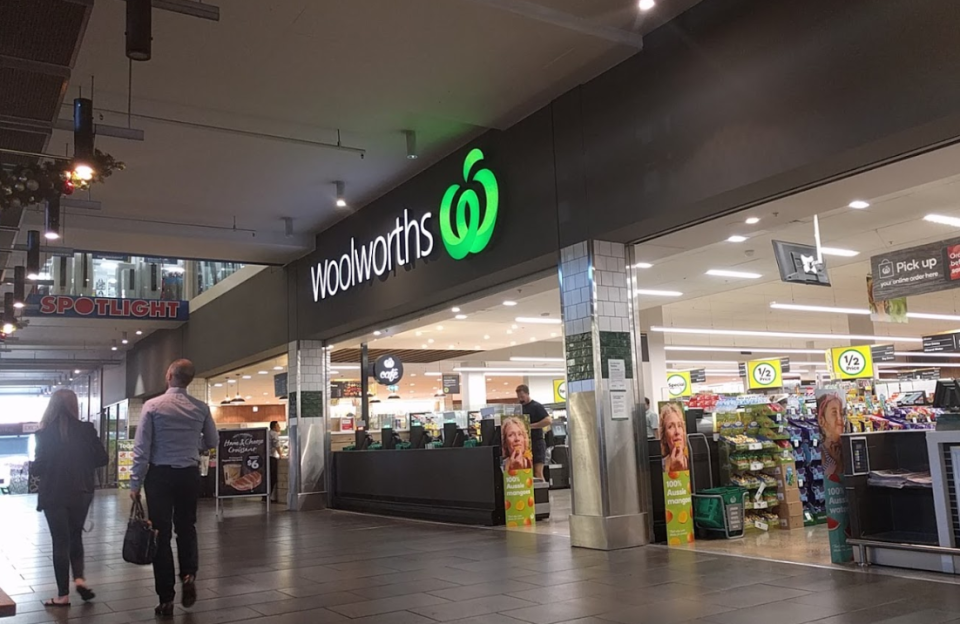 The woman was not impressed with there being animal meat in the plant-based fridge at a Melbourne Woolworths. Source: Google Maps