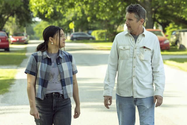 <p>Shane Brown/FX</p> Devery Jacobs and Ethan Hawke on 'Reservation Dogs'