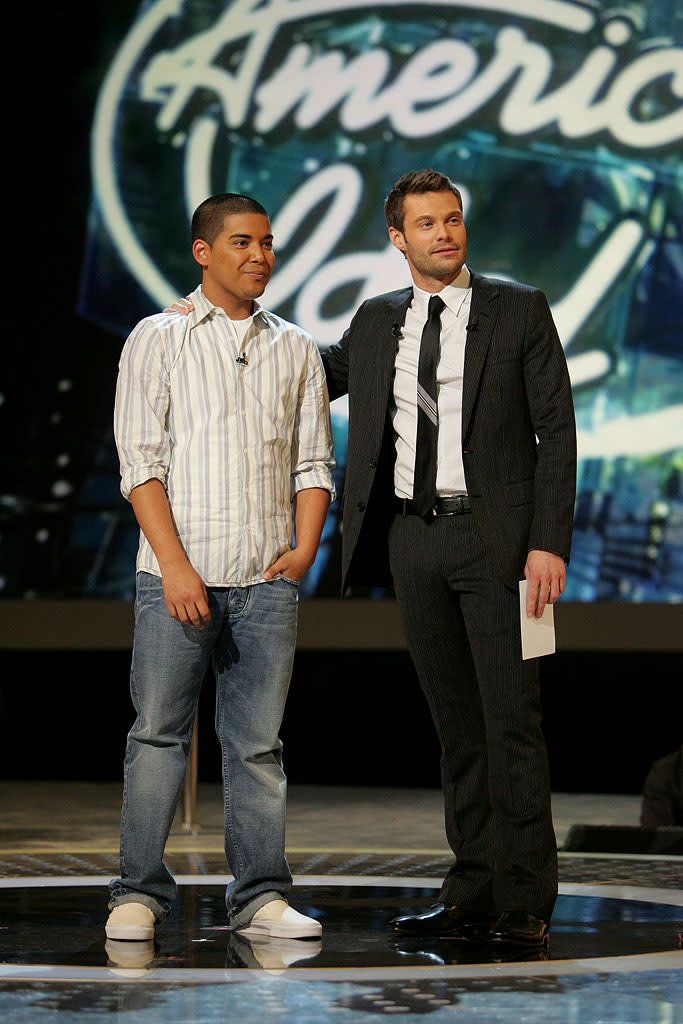 AJ Tabaldo (L) is elimintated on Season 6 of American Idol.