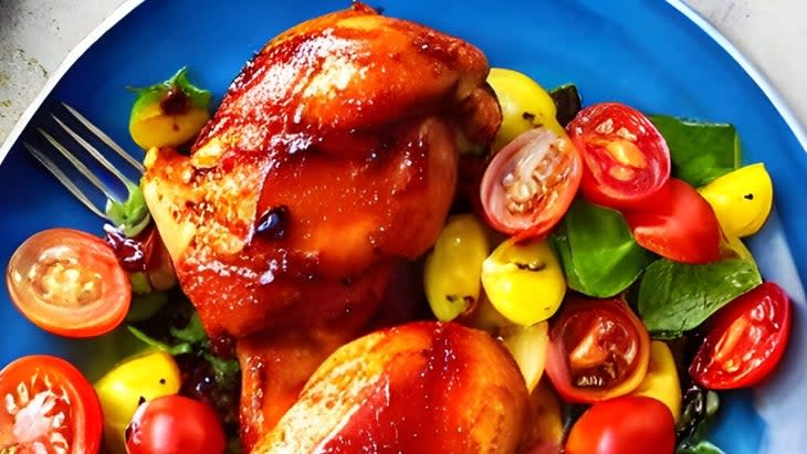 Brown Sugar Glazed Chicken with Tomato Salad