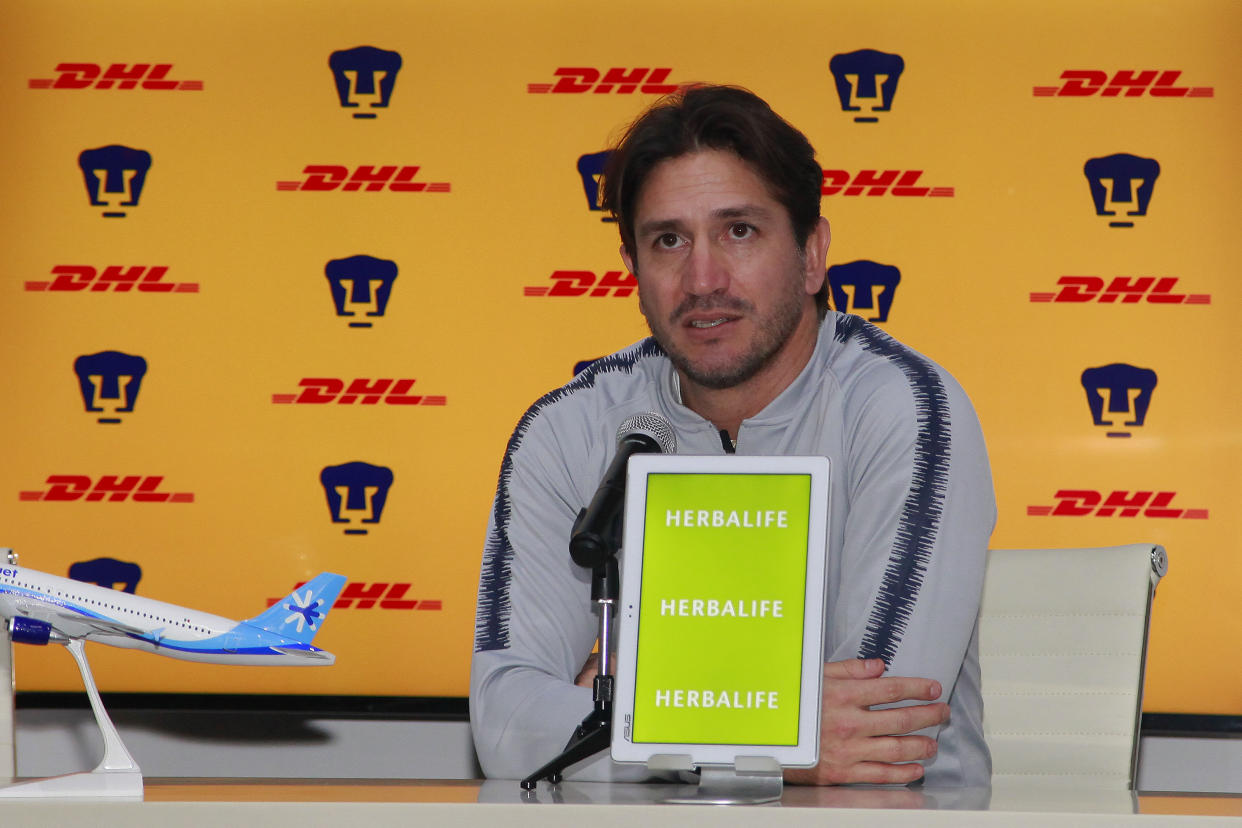 Bruno Marioni durante su presentacion como Director Técnico de Pumas, previo al inicio de la jornada 5 del Torneo Clausura 2019 de la Liga Bancomer MX en las instalaciones de la Cantera, el 28 de Enero de 2019 en la Ciudad de México. / Foto: Jam Media