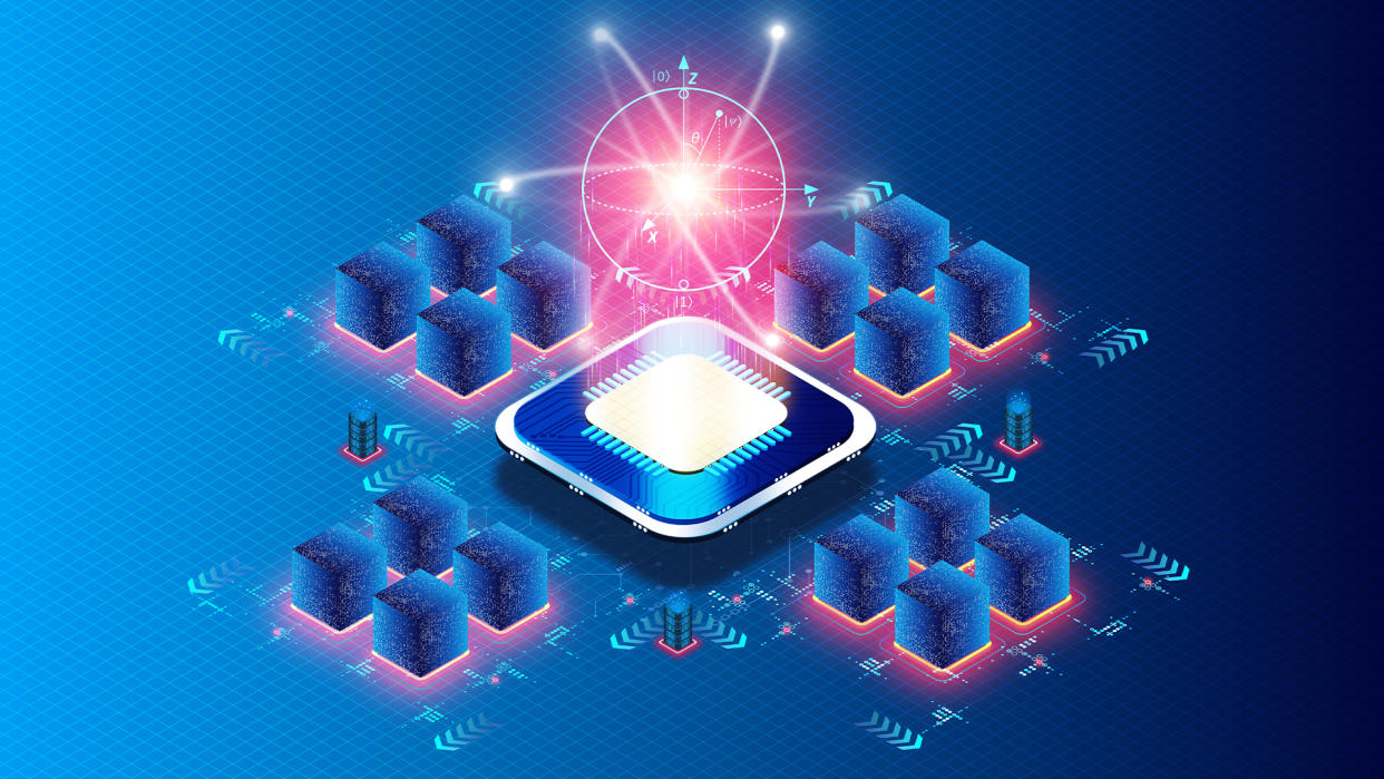  Processor with a collection of qubits that are used to manipulate quantum computing algorithms. 