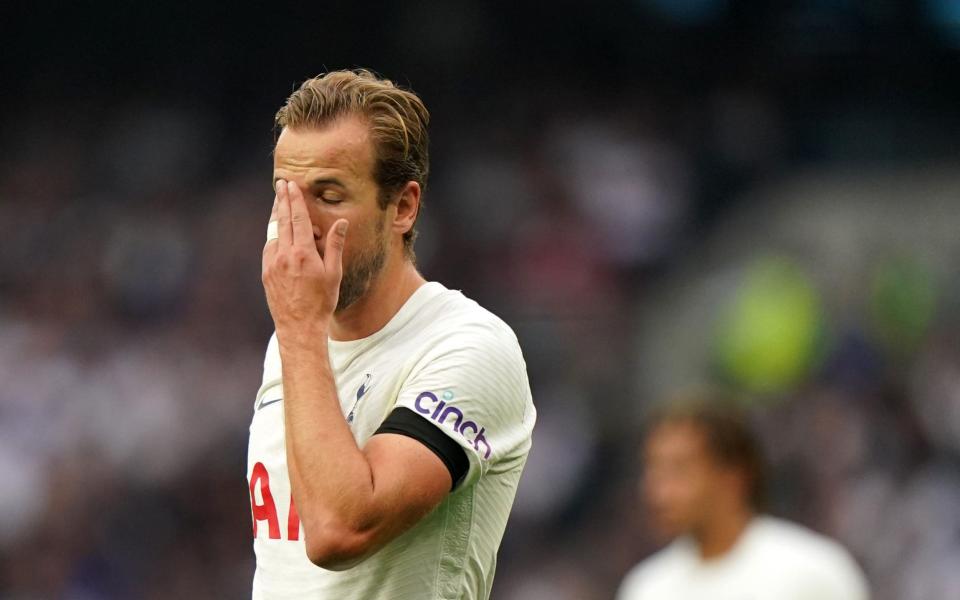 Tottenham Hotspur's Harry Kane reacts to a missed chance during the Premier League match at the Tottenham Hotspur Stadium - PA