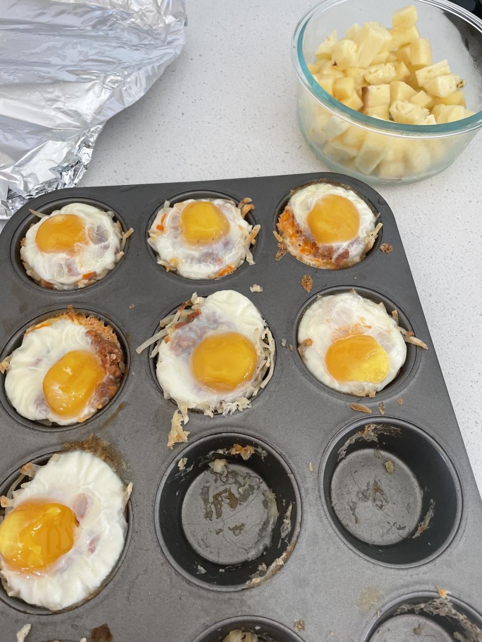 Leftover hashbrown cups and pineapple