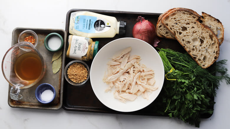 Ingredients for herby chicken salad