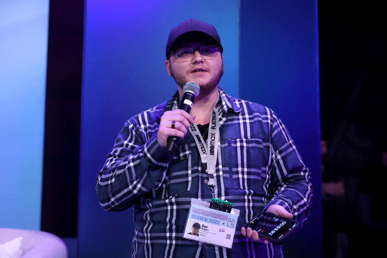 AUSTIN, TEXAS - MARCH 12: Sav Rodgers of the Transgender Film Center speaks onstage during Community Organization Members Reveal Their Own Coming Of Age Stories in reflection of WarnerMedia OneFifty's SXSW film entry - 