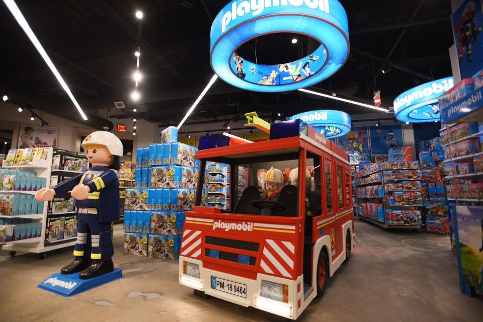 Various products are displayed during a press preview of the Global Flagship Toys R Us store at American Dream in East Rutherford on 12/16/21.