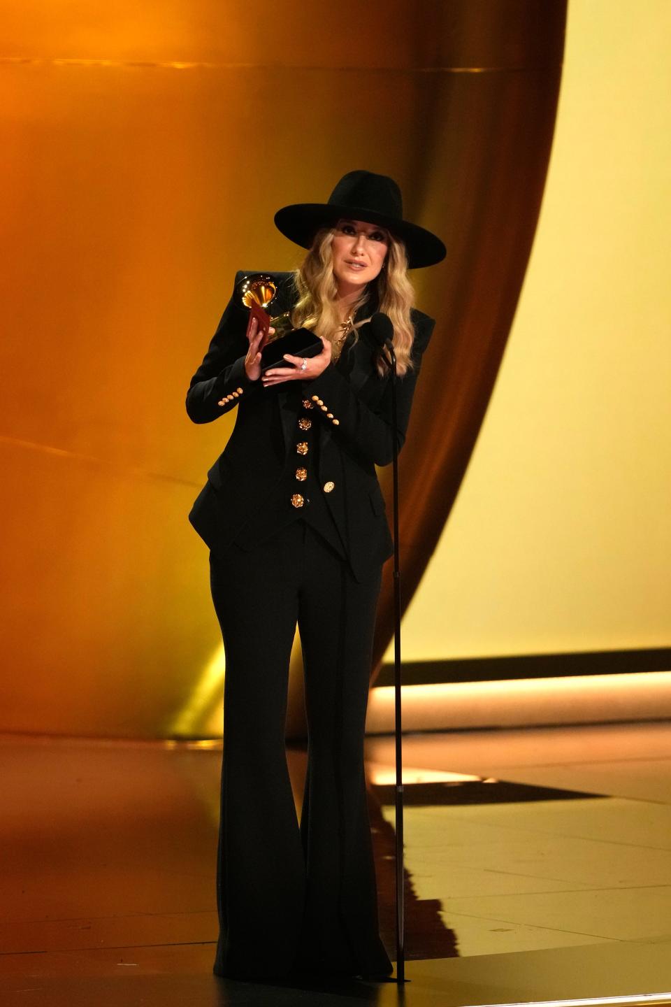 Lainey Wilson accepts the award for Best Country Album in February during the Grammy Awards in Los Angeles.