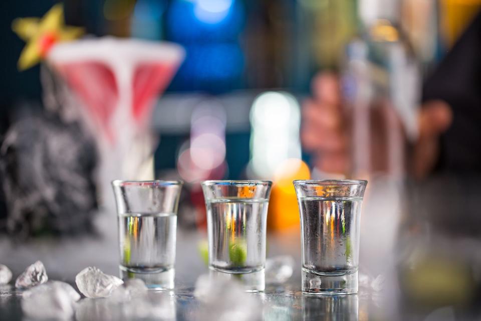 close up of drinks on table