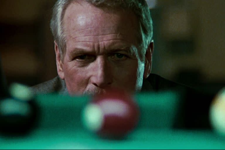 Paul Newman en El color del dinero (1986), su segunda aparición en el cine como Eddie Felson