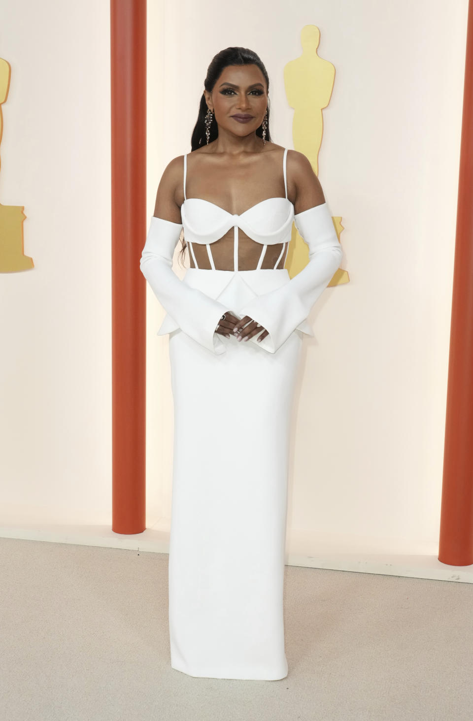 Mindy Kaling arrives at the Oscars on Sunday, March 12, 2023, at the Dolby Theatre in Los Angeles. (Photo by Jordan Strauss/Invision/AP)