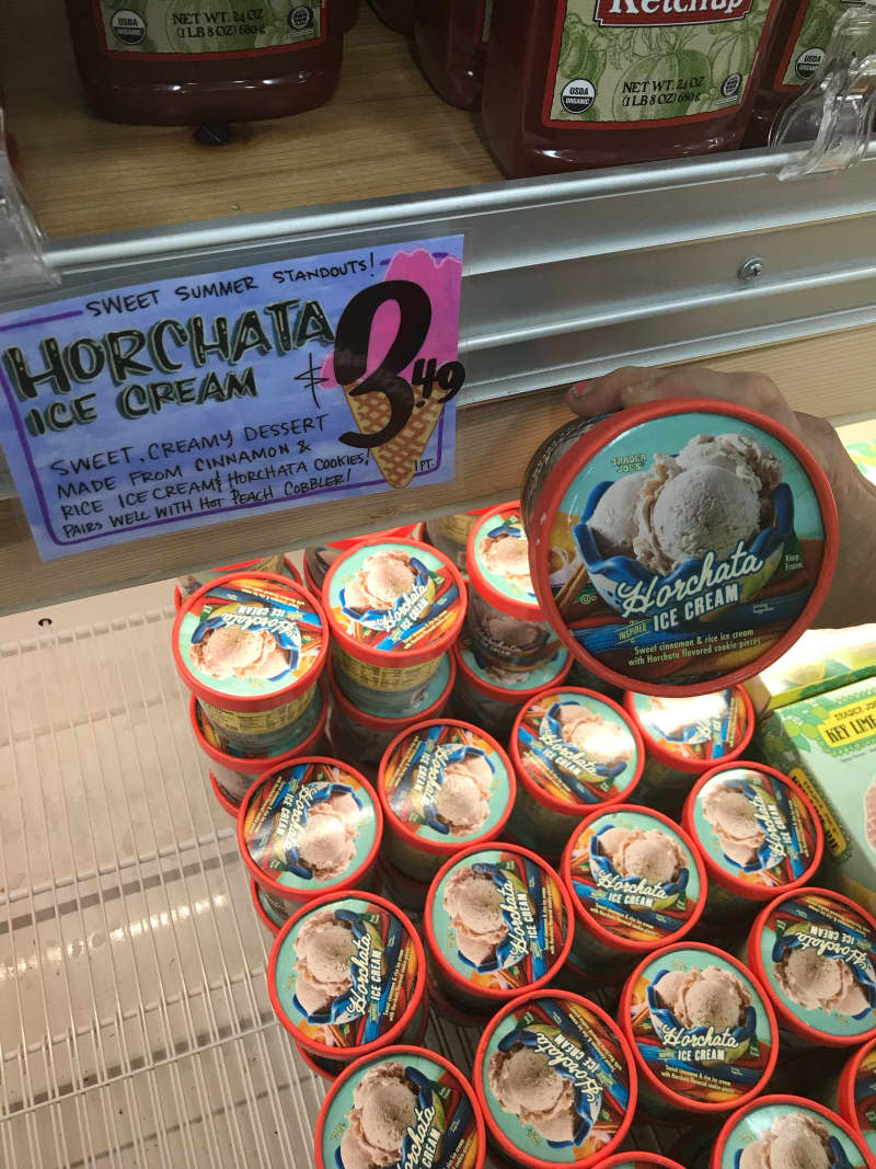 Trader Joe's horchata ice cream in store freezer.