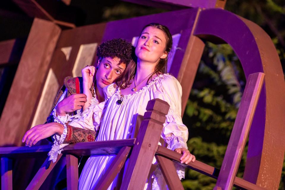 From left, Jose Antonio Otero stars as Romeo and Bell Reeves stars as Juliet in Oklahoma Shakespeare in the Park's new outdoor production of "Romeo & Juliet."