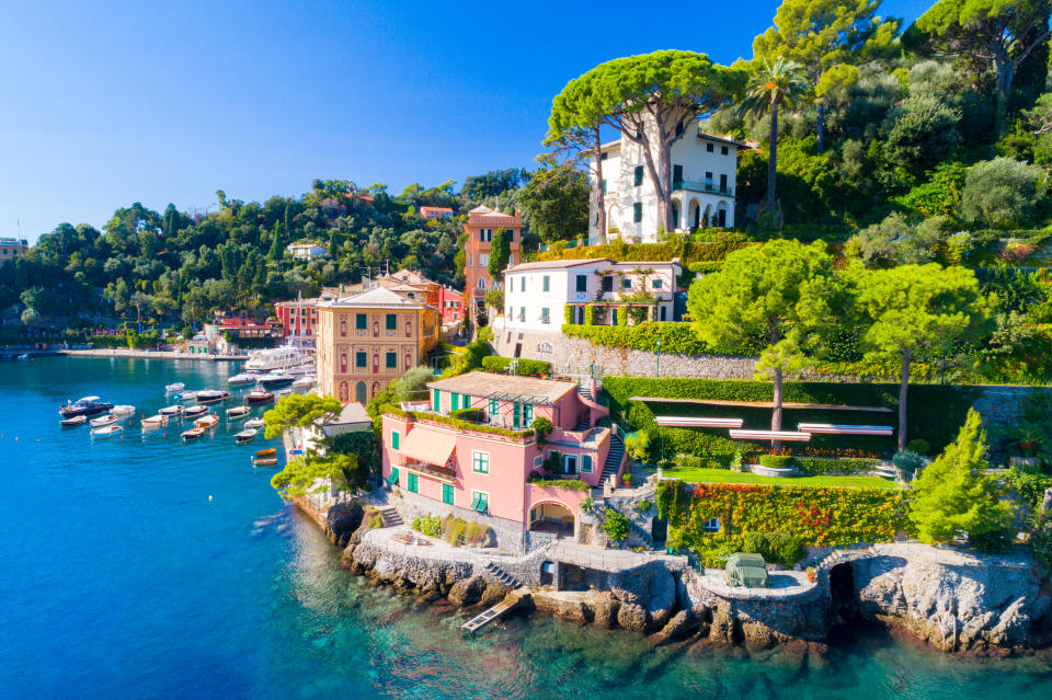 Beautiful sea coast with colorful houses in Portofino, Italy.