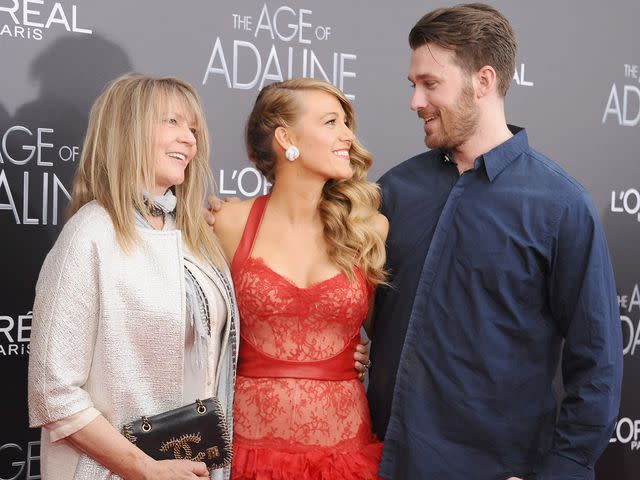 <p>Gary Gershoff/WireImage</p> Elaine Lively, Blake Lively and Eric Lively at the premiere of 'The Age of Adaline' in April 2015.