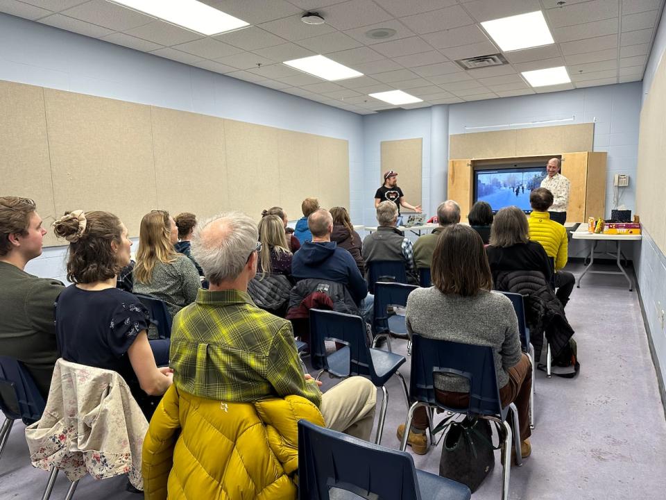 Residents showed up to listen to a talk on cycling in Finland at Whitehorse's Canada Games Centre. 