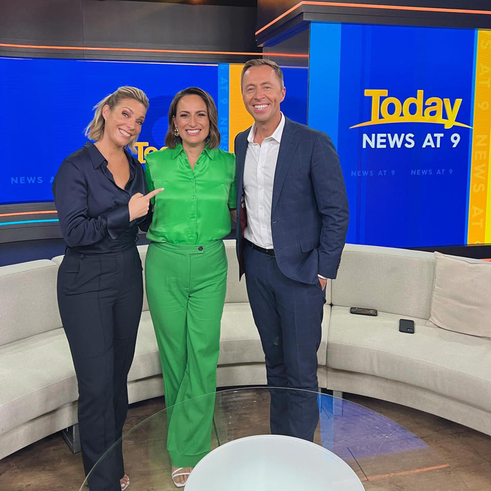 Belinda Russell, Jayne Azzopardi and Clint Stanaway on the Today set