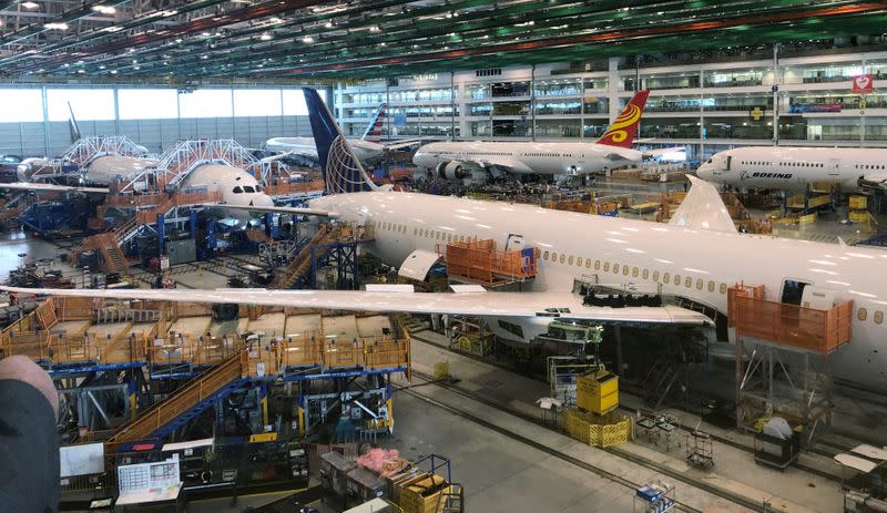 FILE PHOTO: Boeing 787 Dreamliners are shown in final production at widebody factory in North Charleston