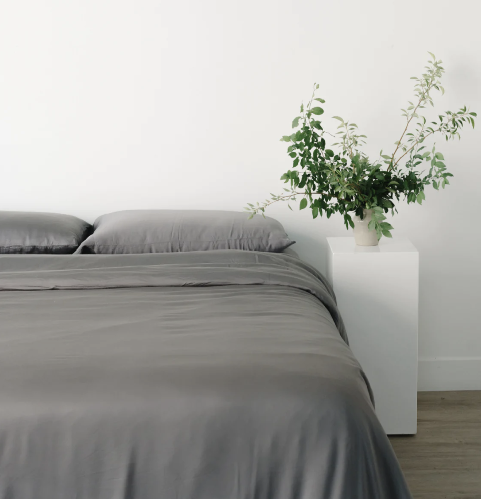 Bamboo Sheet Set in charcoal (photo via Cozy Earth)