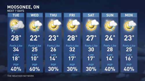 Seven-day Moosonee, Ont., forecast