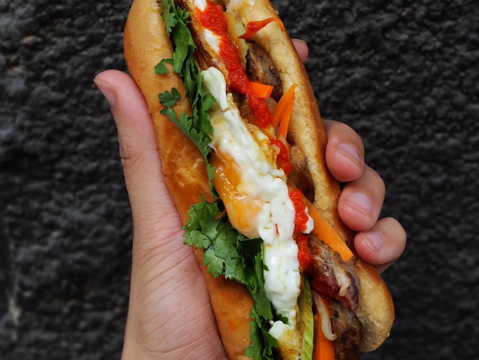 Banh mi pork and pickels vietnamese sandwich