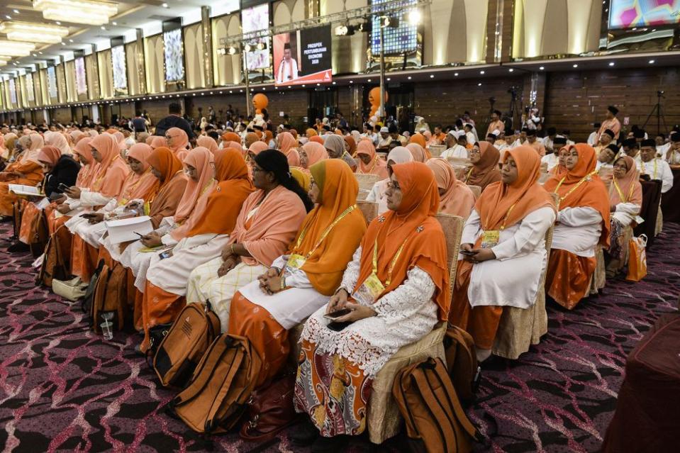 Delegates attend the 2019 Parti Amanah Negara National Convention in Shah Alam. ― Picture by Miera Zulyana