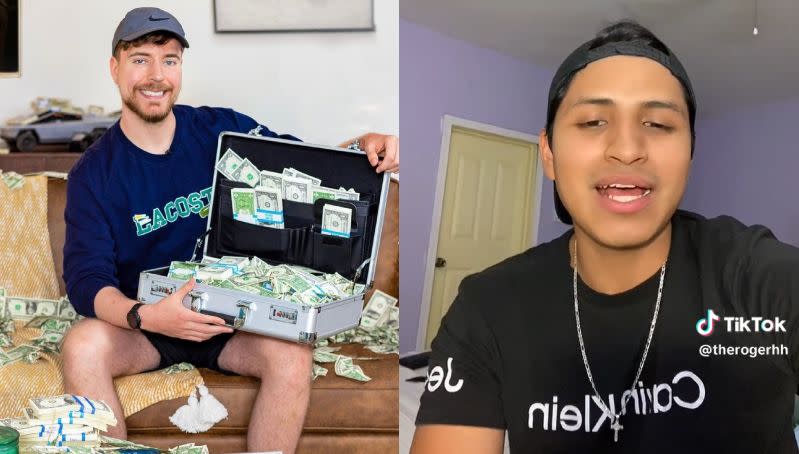 “Chicle y pega”: así fue como mexicano ganó en el concurso de Mr Beast Fotos: IG @mrbeast y TikTok @therogerhh