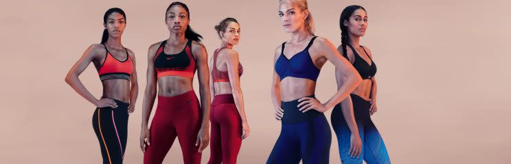 A look at Nike’s Pro sports bra collection. (Photo: Nike)