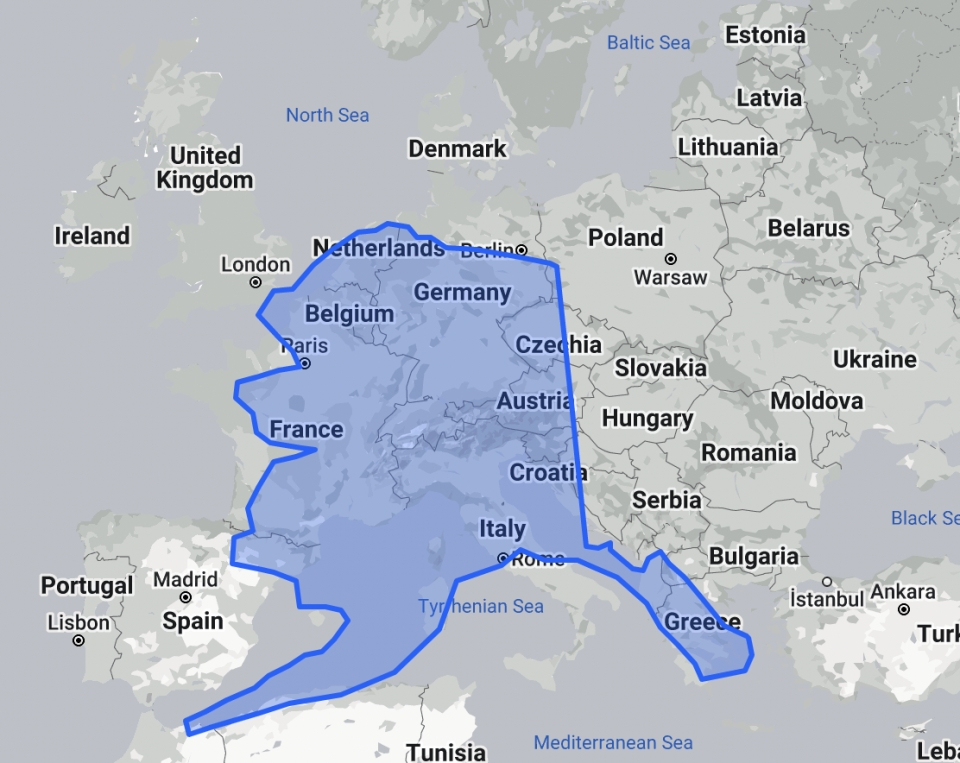 Alaska over Europe