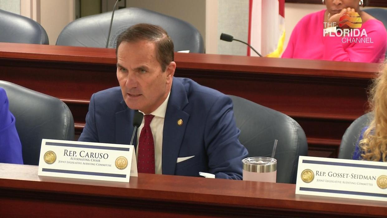 Rep. Mike Caruso, R-Delray Beach, argues that city officials didn't do enough over the past year as it relates to GRU and city services at the state's JLAC hearing on Oct. 16, 2023.