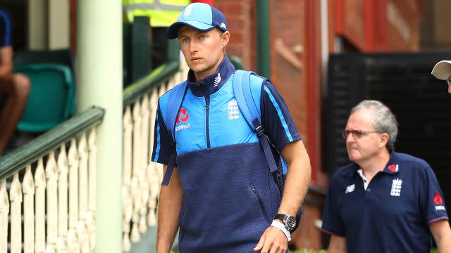 Root was still wearing his hospital wristband when he arrived at the SCG. Image: Getty