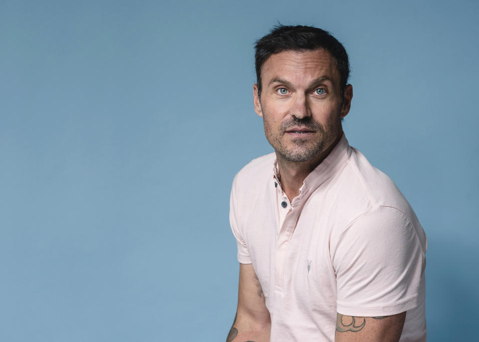 Brian Austin Green poses for a portrait at The Associated Press on Tuesday, Aug. 13, 2019, in New York City. Green says if Tori Spelling and Jennie Garth, along with the other creators of "BH90210," had approached him with a standard reboot of the 90s drama, he would've said no. (Photo by Christopher Smith/Invision/AP)