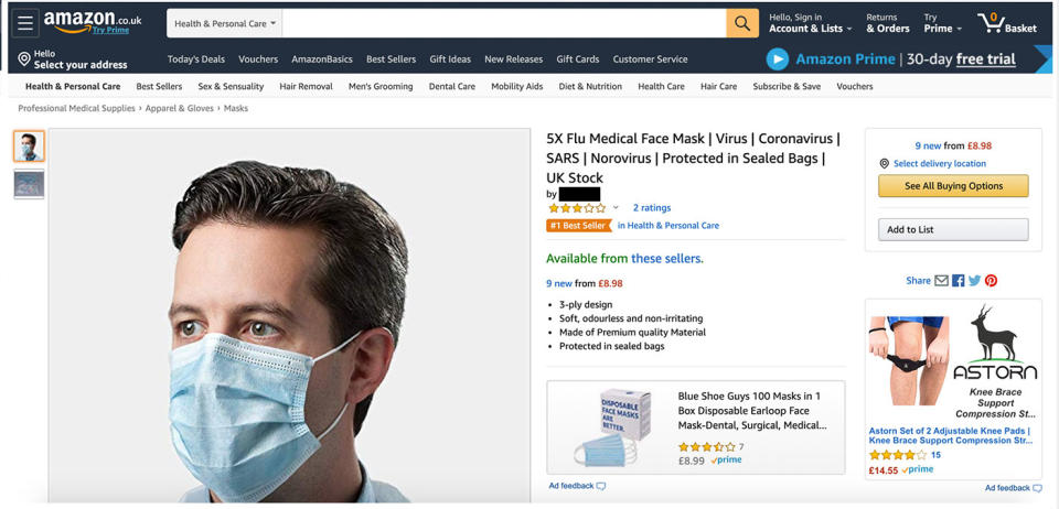 This mask had "coronavirus" in its product title.