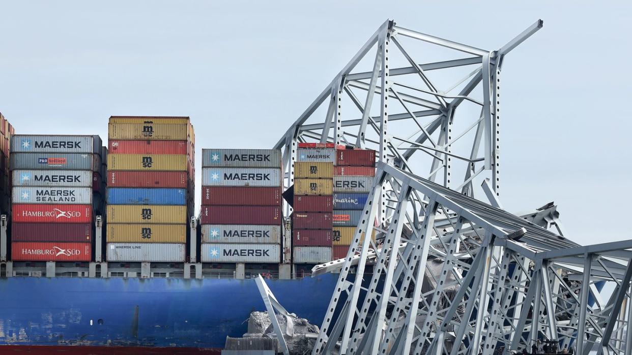 baltimore's francis scott key bridge collapses after being struck by cargo ship