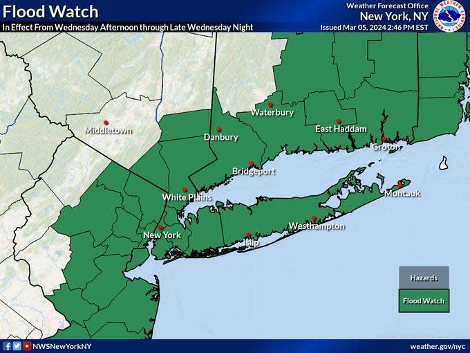 The National Weather Service issued a flood watch on Wednesday afternoon.