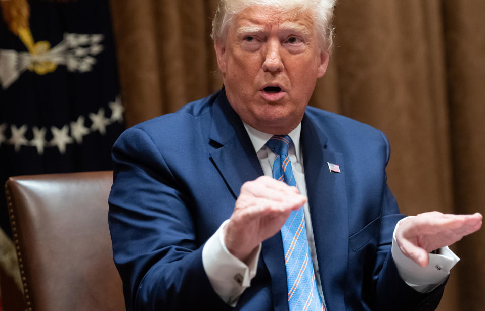 President Donald Trump speaks during a roundtable meeting on seniors in the Cabinet Room at the White House in Washington, DC, June 15, 2020. (Saul Loeb/AFP via Getty Images)