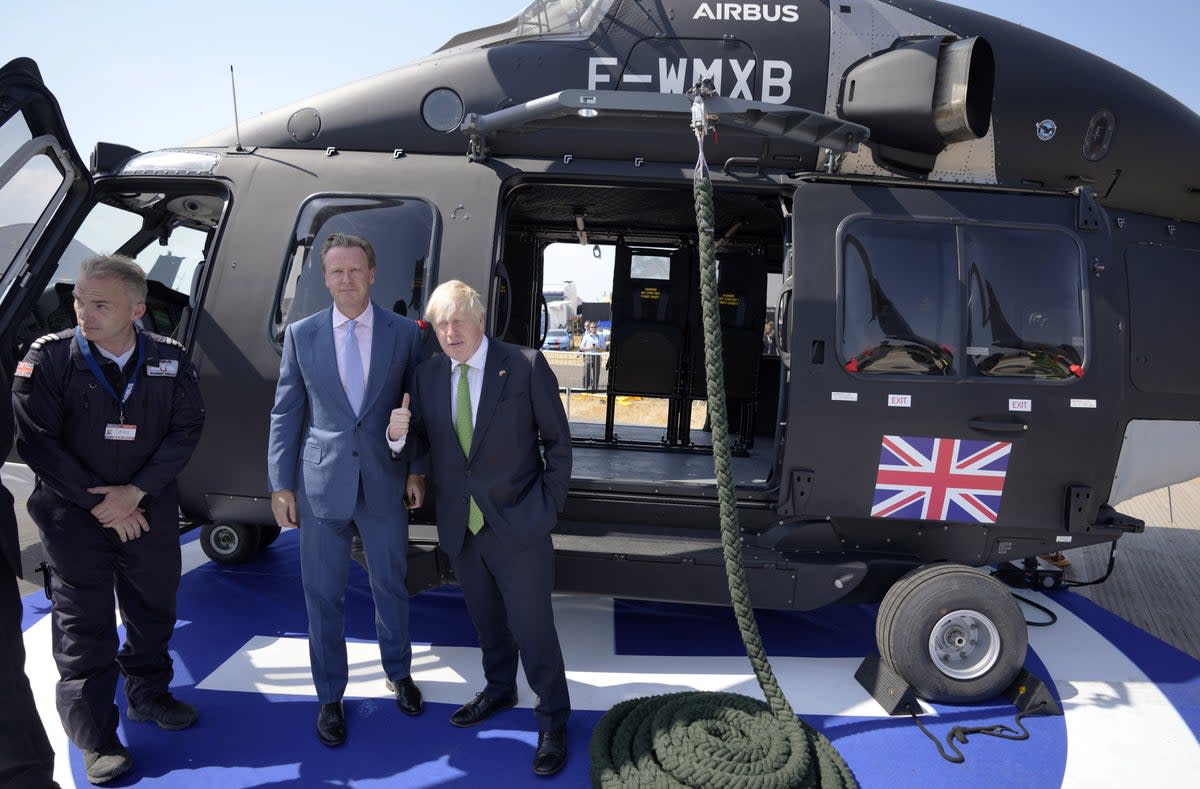 Boris Johnson faced allegations of having already ‘checked out’ as Prime Minister as he visited the Farnborough International Airshow and took a spin in a Typhoon fighter jet as the country faced an extreme heatwave (Frank Augstein/PA) (PA Wire)