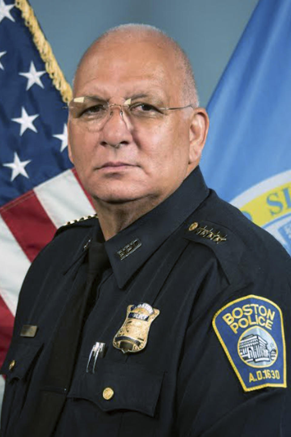 FILE - This undated file photo provided by the City of Boston shows Dennis White, sworn in Monday, Feb. 1, 2021, as the 43rd Commissioner of the Boston Police Department, succeeding William G. Gross, who retired. But White was suspended two days later, pending the investigation of a 1999 domestic violence allegation. (City of Boston via AP, File)