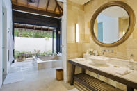 <p>This gorgeous spa escape features incredible bathrooms the size of small apartments. (Photo: Maalifushi by Como)</p>