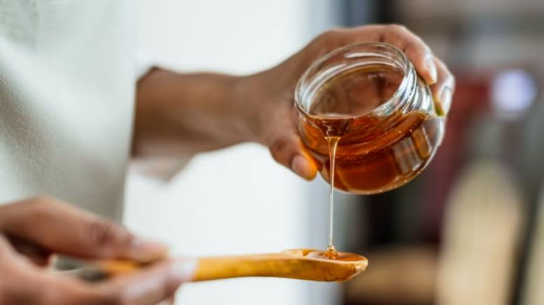 honey on wood spoon