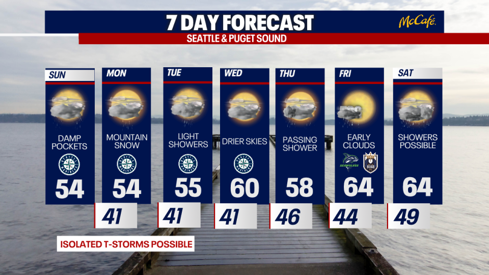 <div>Seven day forecast for Seattle</div> <strong>(FOX 13 Seattle)</strong>