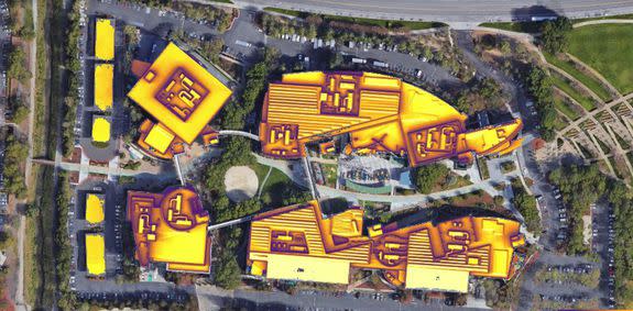 Solar potential of Google's headquarters in Mountain View, Calif.