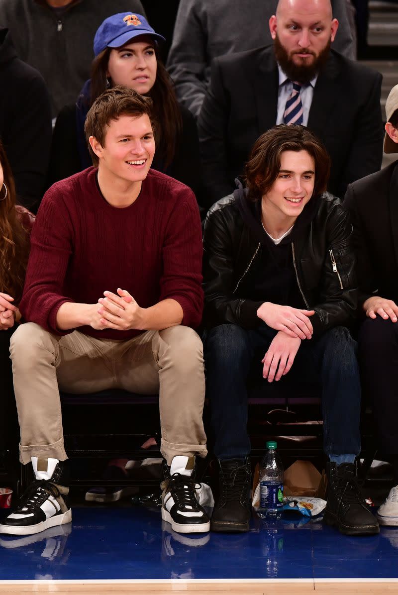 <p> Love Timoth&#xE9;e Chalamet? You&apos;re not alone; we&apos;re&#xA0;pretty big fans&#xA0;of him here. But even our love for Timmy doesn&apos;t compare to the feels that Ansel Elgort has for his friend and former classmate. The actors attended LaGuardia High School of Music &amp; Art and Performing Arts in NYC, where they discovered their shared love of acting&#xA0;<em>and</em>&#xA0;basketball. </p> <p> Back in 2017, Elgort&#xA0;shared&#xA0;a picture of the LaGuardia alums at a basketball game with a particularly heartfelt caption: &quot;Laguardia high school pride. It&apos;s really crazy, Timmy and I played on the same basketball team, we had the same drama teacher Mr. Shifman, we had the same science teacher Mr. Singh, and then in the same year, both of us are nominated for a f------ Golden Globe!!! Living the dream sitting courtside at the Knicks game together. Life is crazy. Congrats to you Timmy &#x2764;&#xFE0F;.&quot; So pure! </p>