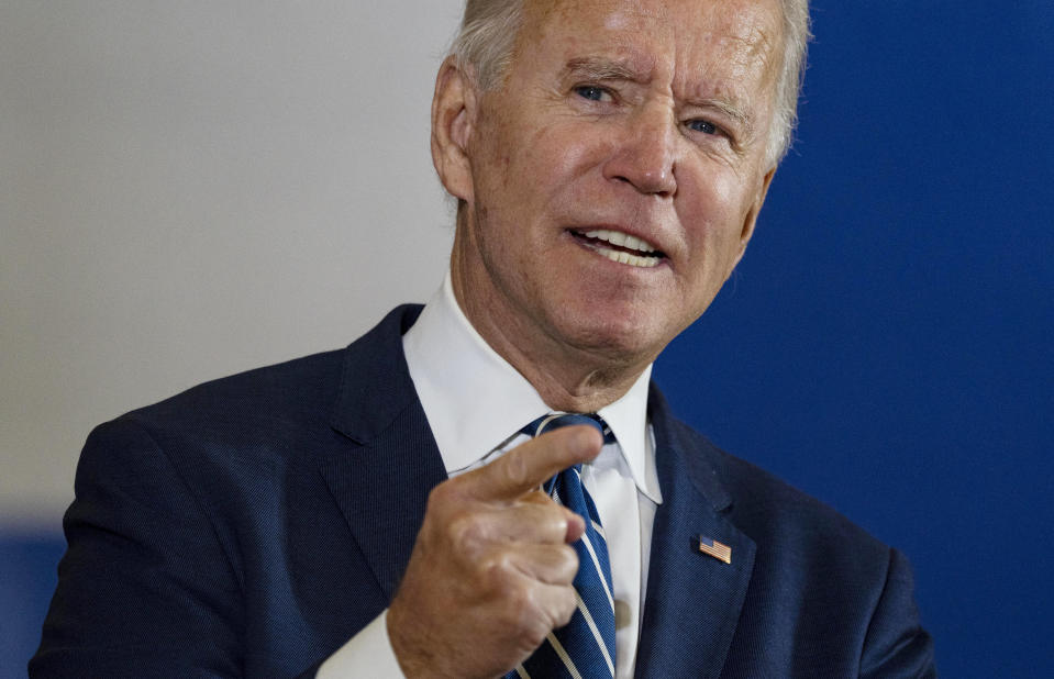 Joe Biden, el candidato presidencial demócrata, habla durante un evento de campaña en el Centro Recreativo Beech Woods en Southfield, Míchigan, el 16 de octubre de 2020. (Ruth Fremson/The New York Times)