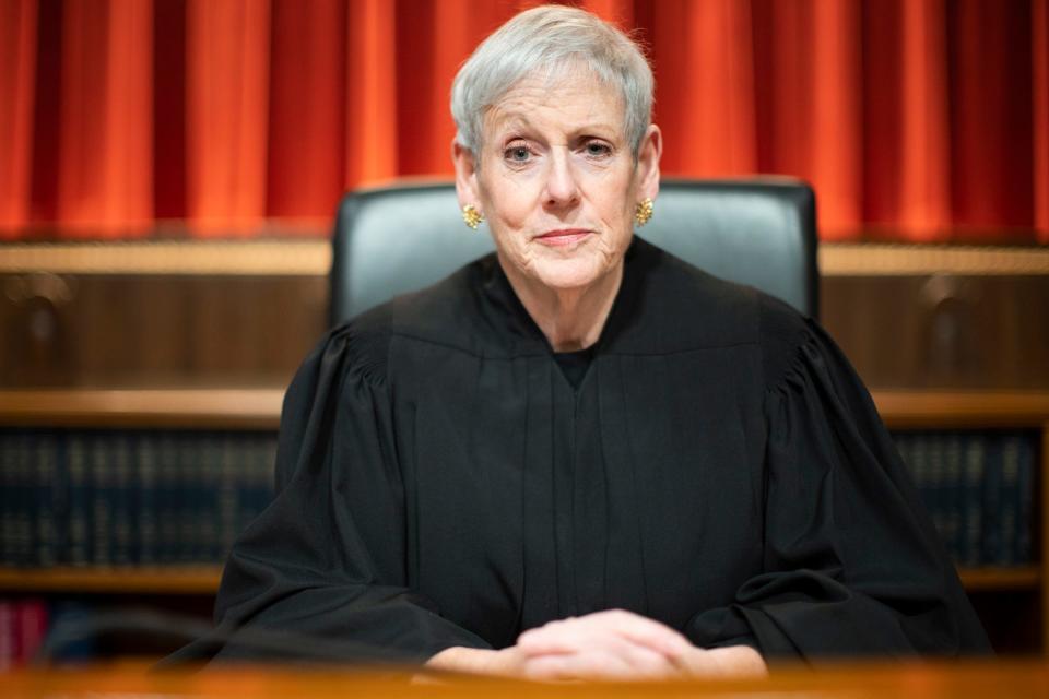 Nov 15, 2022; Columbus, Ohio, USA; Ohio Supreme Court Chief Justice Maureen O'Connor steps down from the Ohio Supreme Court on Dec. 31. Age limits in the Ohio Constitution prevented her from running again. She served in statewide elected office longer than any woman in state history.